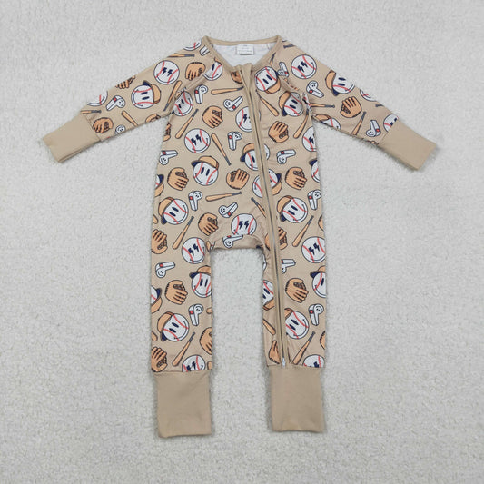 Baby Boys Infant Long Sleeves Smile Baseball Zipper Footie Sleeper Romper RTS