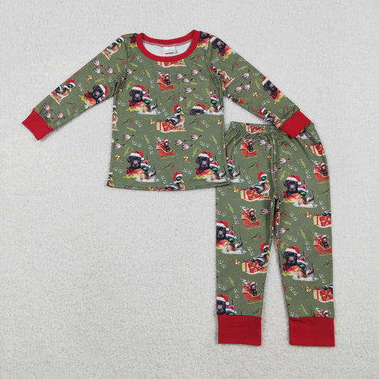 Baby Boy Long Sleeves Dogs Ducks Shirt Pants Christmas Pajamas Set RTS