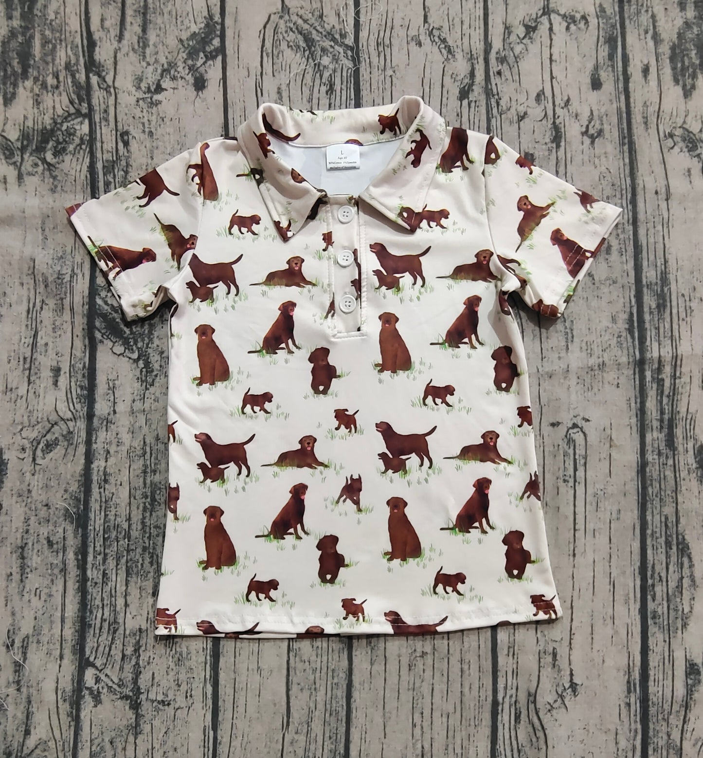 Baby Boy Short Sleeves Dogs Buttons Polo Shirt Tops RTS