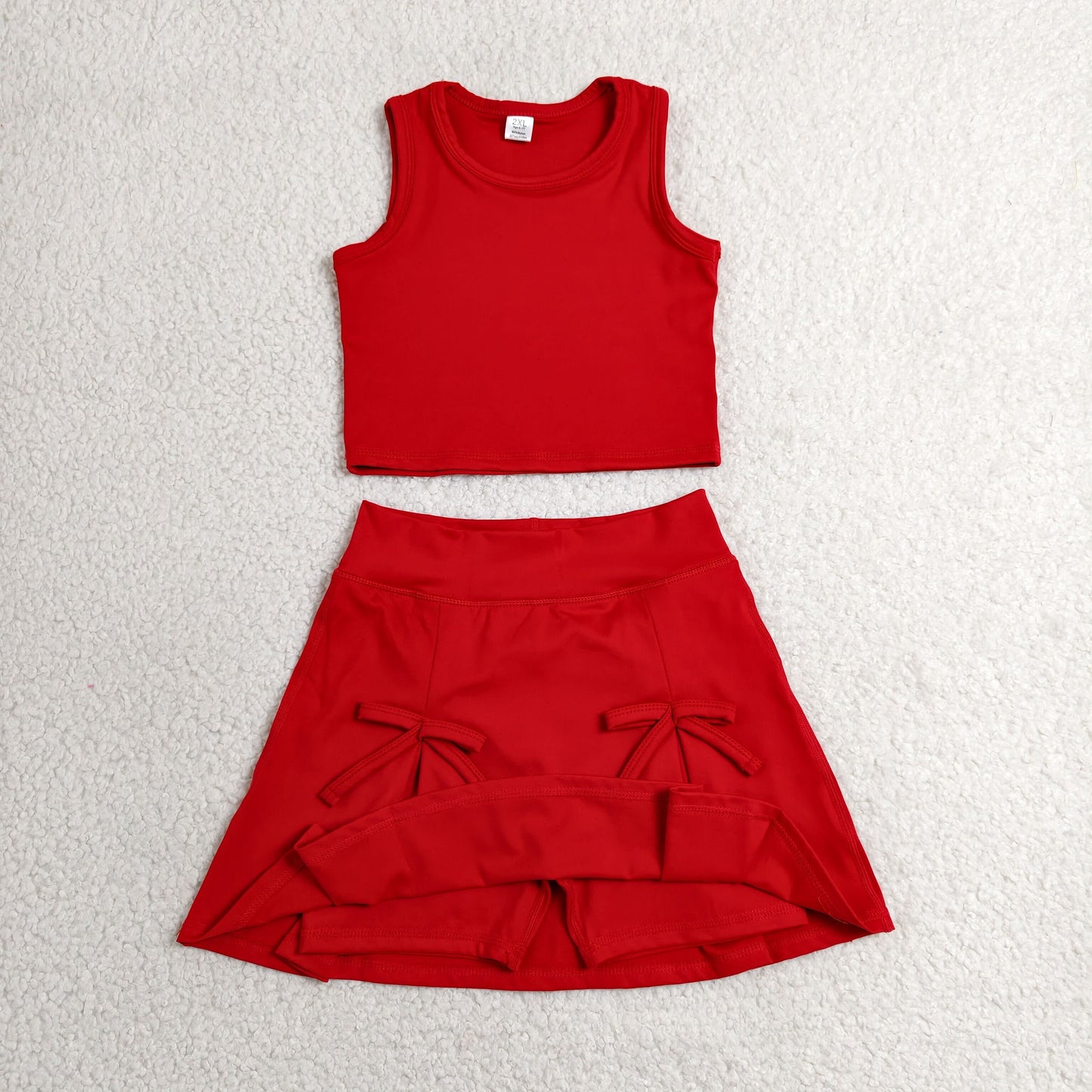Baby Girls Kids Red Tops Shorts Skirt Shorts Summer Yoga Active Clothes Set RTS