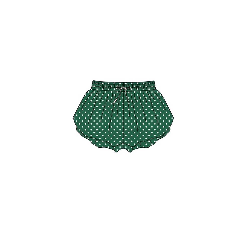 ( No moq ) Preorder Baby Girls Kids Dogs Green Yoga Active Ruffle Shorts Bottom Clothes