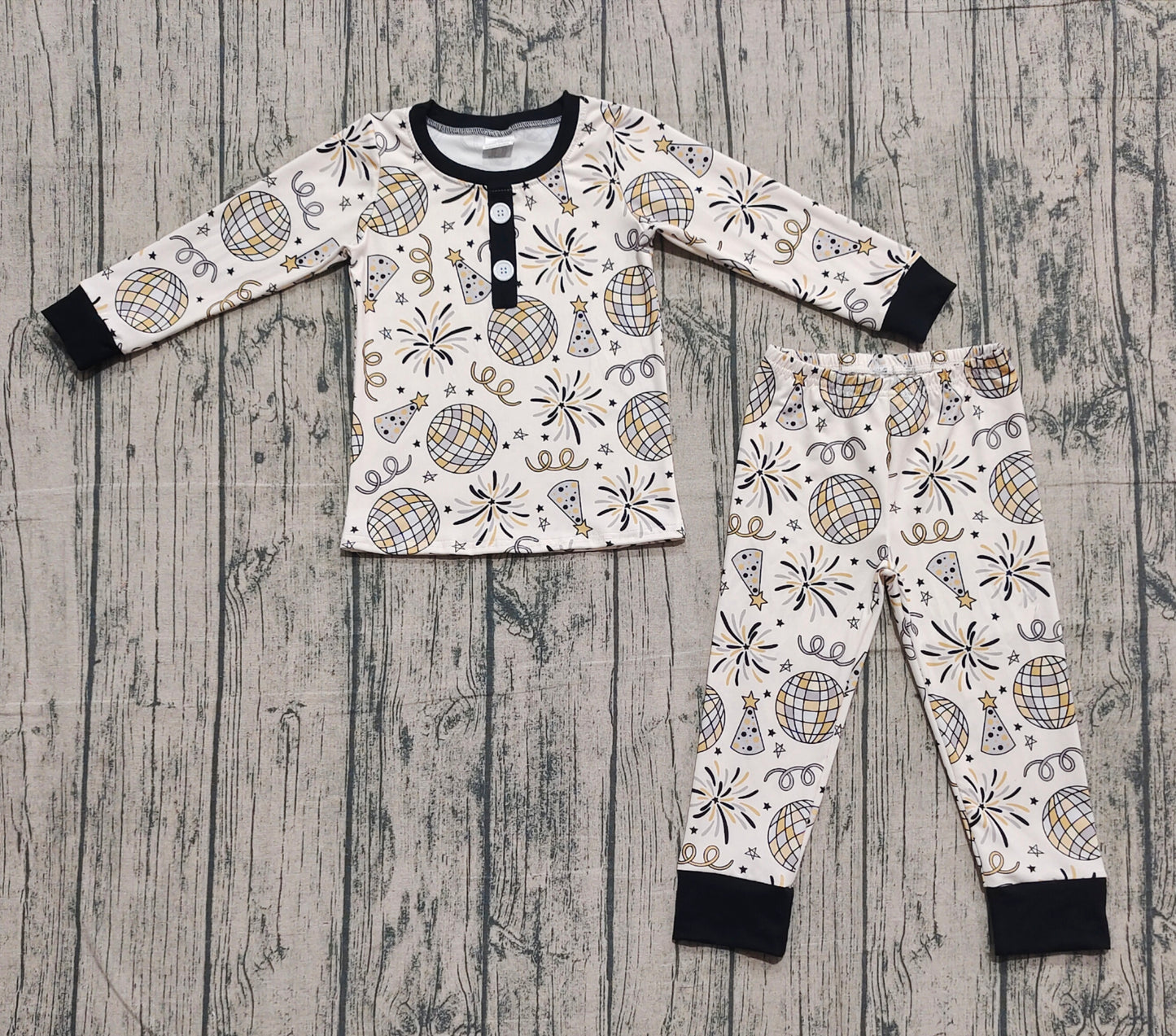 Baby Boy Long Sleeves Happy New Year Shirt Pants Pajamas Clothes Set RTS