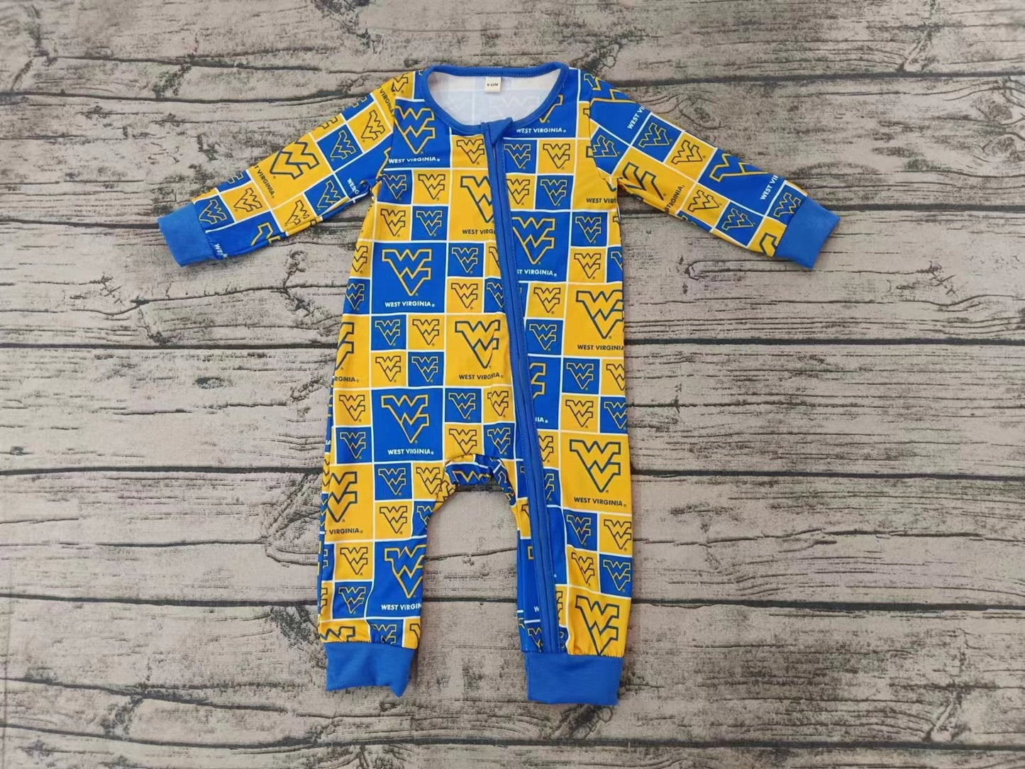 Baby Boy Infant Team Yellow Blue Football Zipper Romper