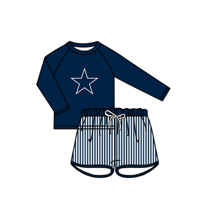 ( Moq 5 Each Style ) Baby Boys Girls Kids Team Sibling Jumpsuits Sets Swimsuits Navy Clothes