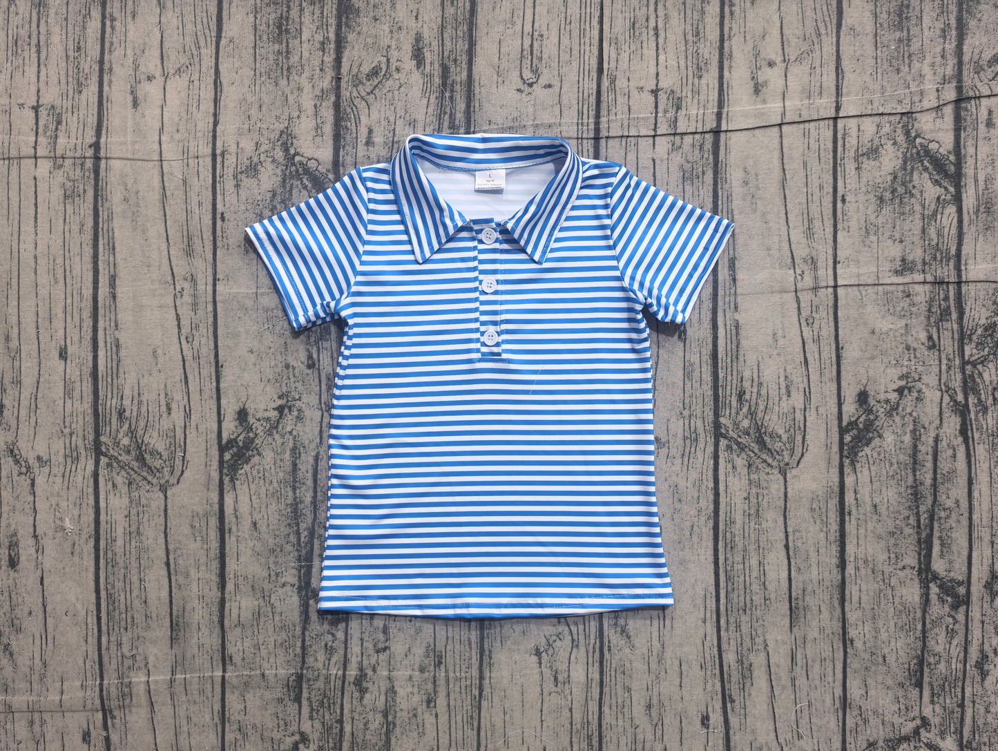 Baby Boys Kids Short Sleeves Blue Stripes Tops Polo Shirt RTS