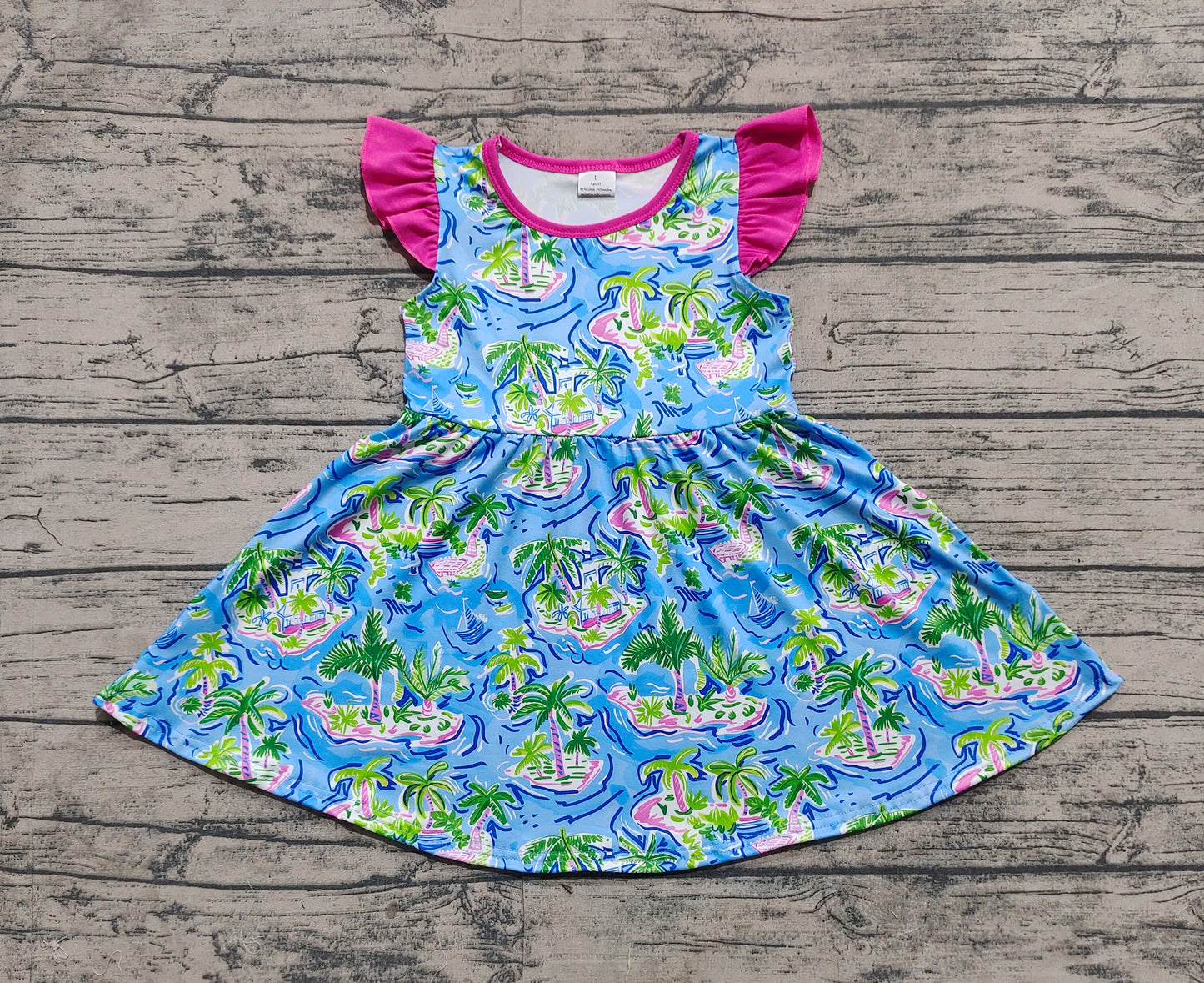 Baby Girl Short Sleeves Trees Summer Knee Length Dress RTS