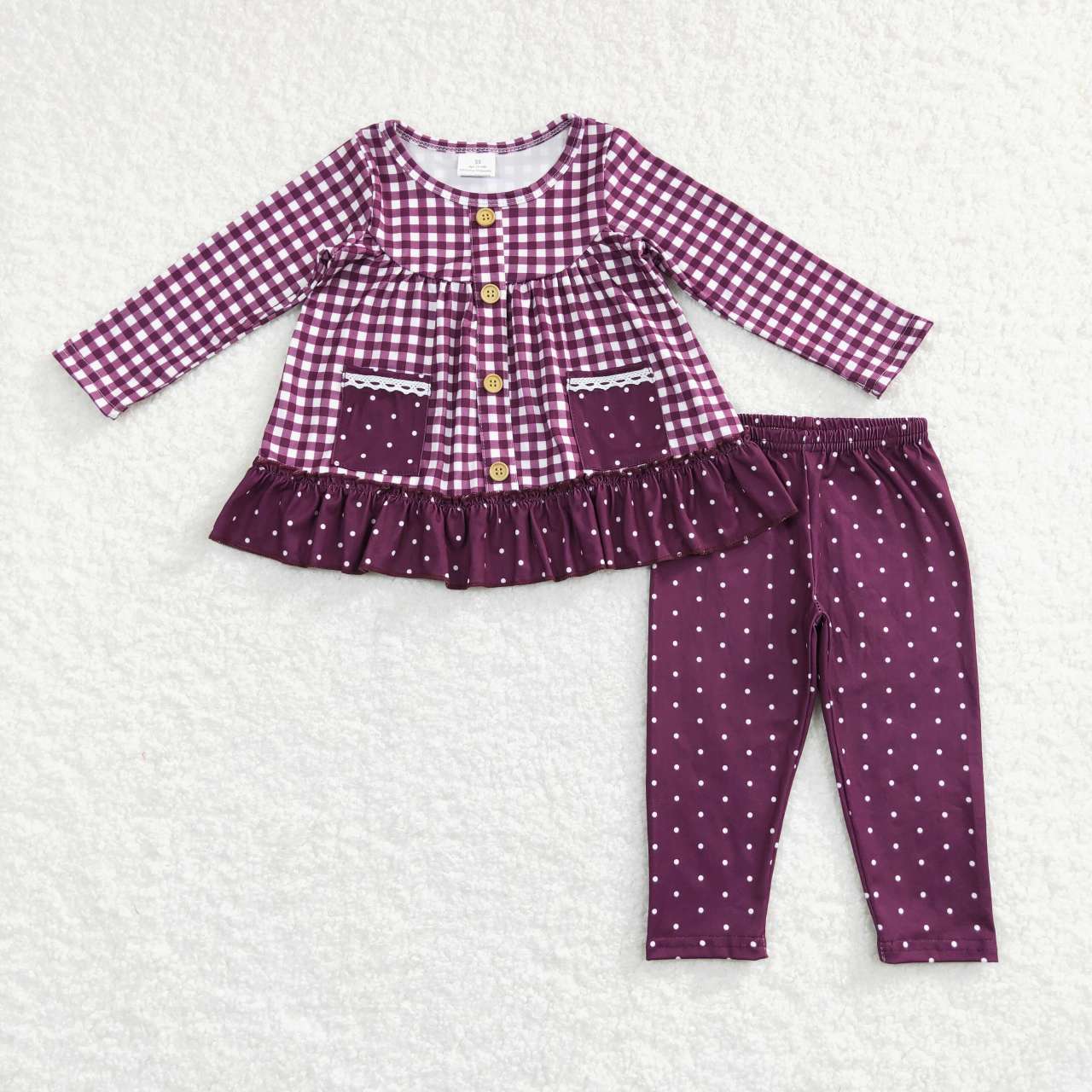 Baby Girl Long Sleeve Checkered Fall Sibling Clothing Set