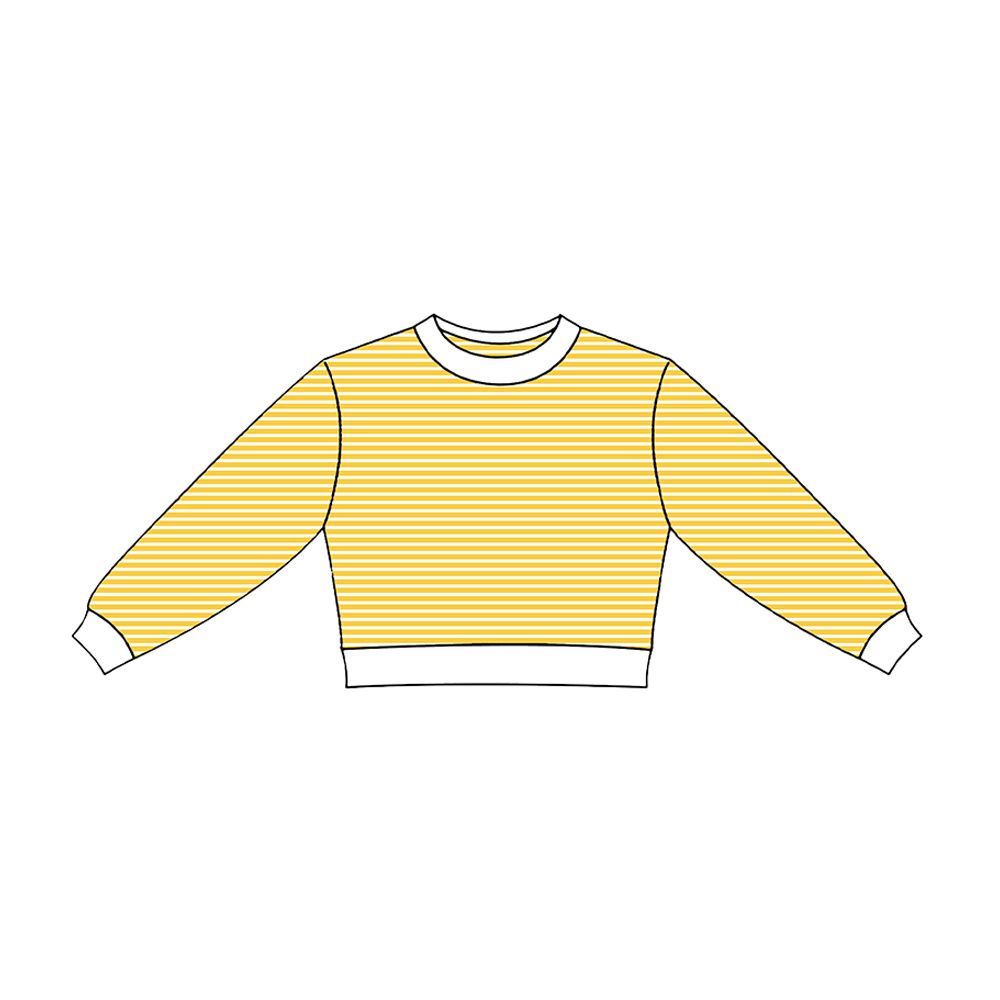 ( Moq 5 ) Preorder Baby Girls Kids Long Sleeves Yellow Stripes Yoga Active Shirt Tops