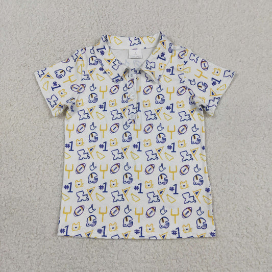 Baby Boys Kids Short Sleeves Football Buttons Pullover Tigers Shirt Team Tops RTS
