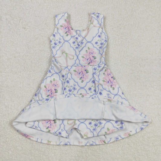 Baby Girl Sleeveless Flower Bows Knee Length Dress Yoga Active Wear RTS