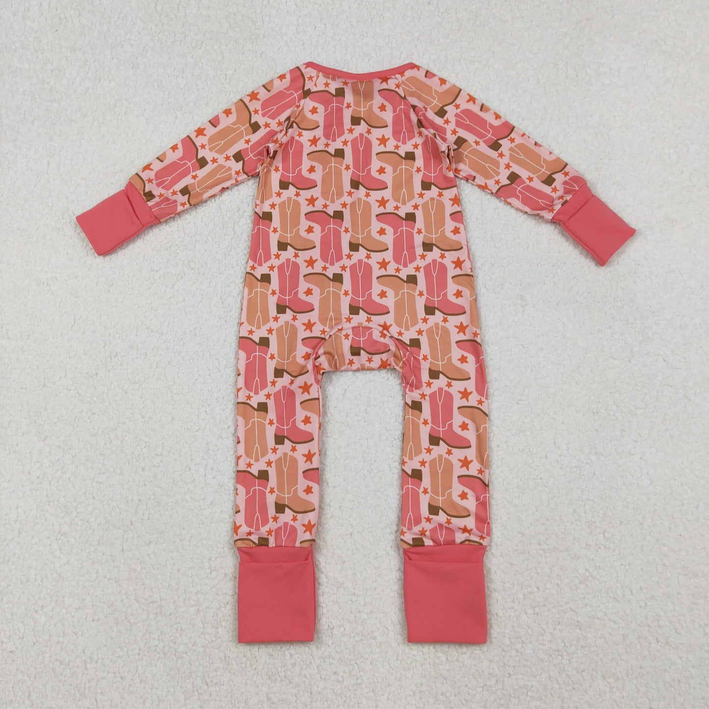 Girls Infant Long Sleeves Boots Stars Western Zipper Sleeper Romper RTS RTS