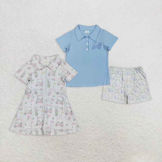 Golf Trucks Boys Shorts Outfits Girls Yoga Dress Sibling Clothes