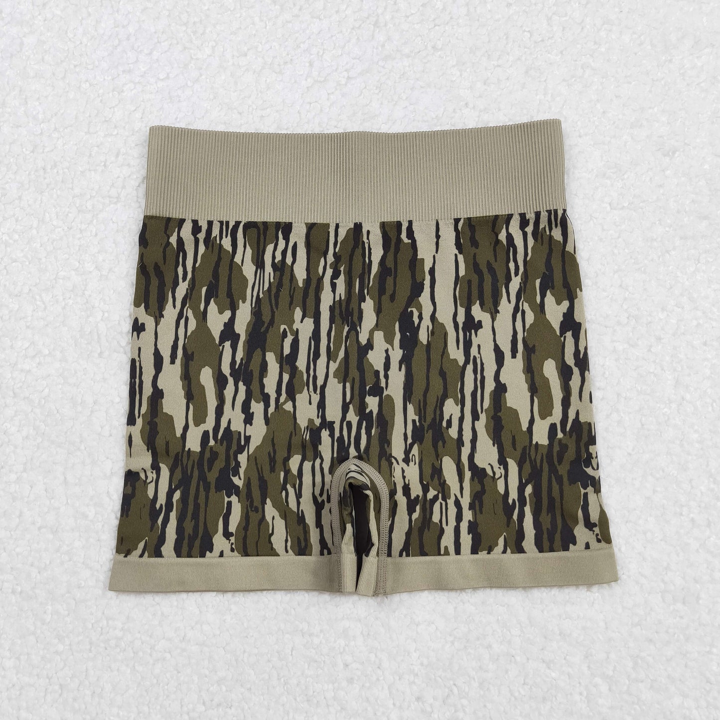 Adult Woman Green Camo Knitted Yoga Shorts Bottom  RTS
