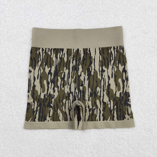 Adult Woman Green Camo Knitted Yoga Shorts Bottom  RTS