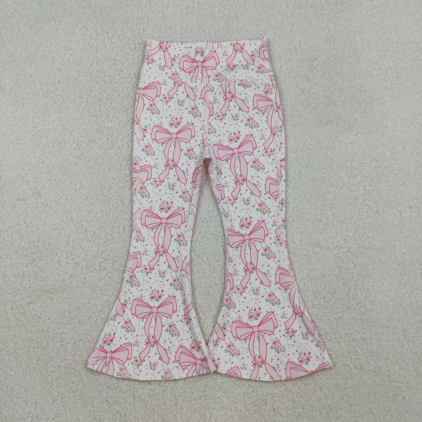 Baby Girl Pink Floral Bows Yoga Active Bell Pants RTS