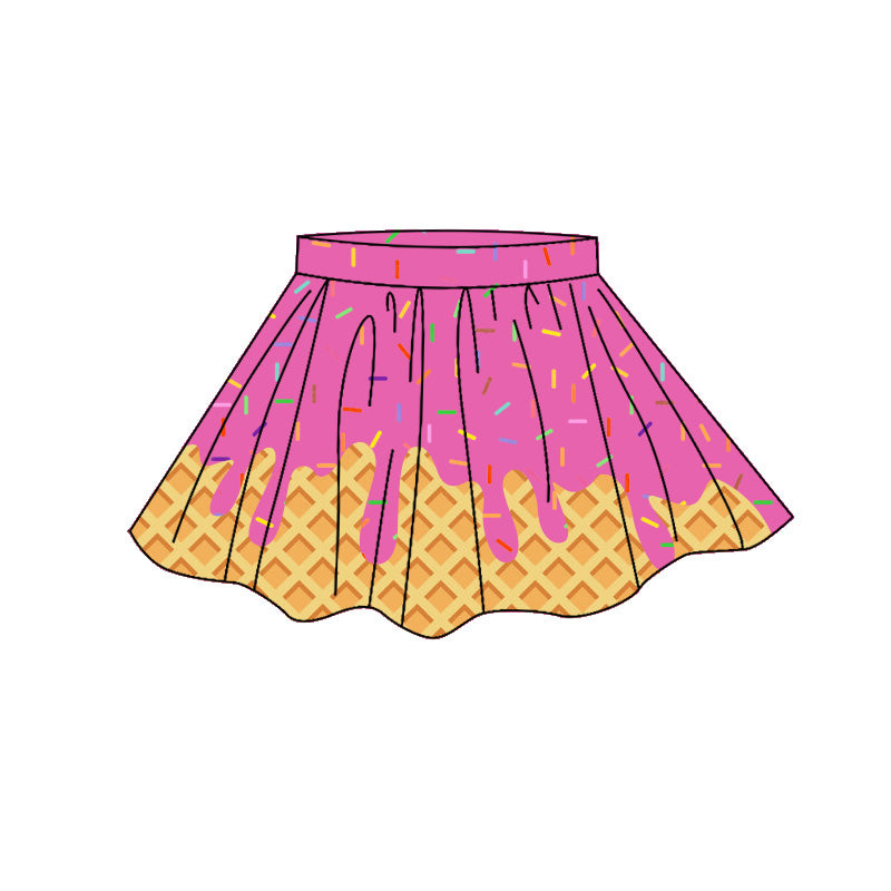 ( Moq 5 ) Preorder Baby Girls Kids Hot Pink Sprinkles Drips Skirt Shorts Yoga Active Bottom Clothes
