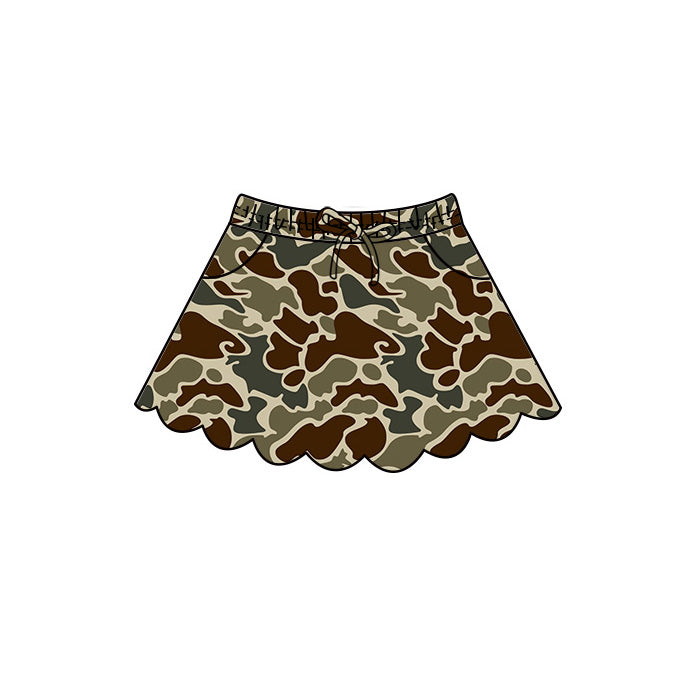 ( Moq 5 ) Preorder Baby Girls Kids Camo Shorts Pockets Skirt Scallop Clothes