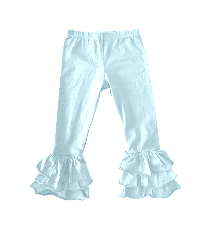 Baby Girl Light Blue Cotton Legging Ruffle Pants ( Moq 5 )