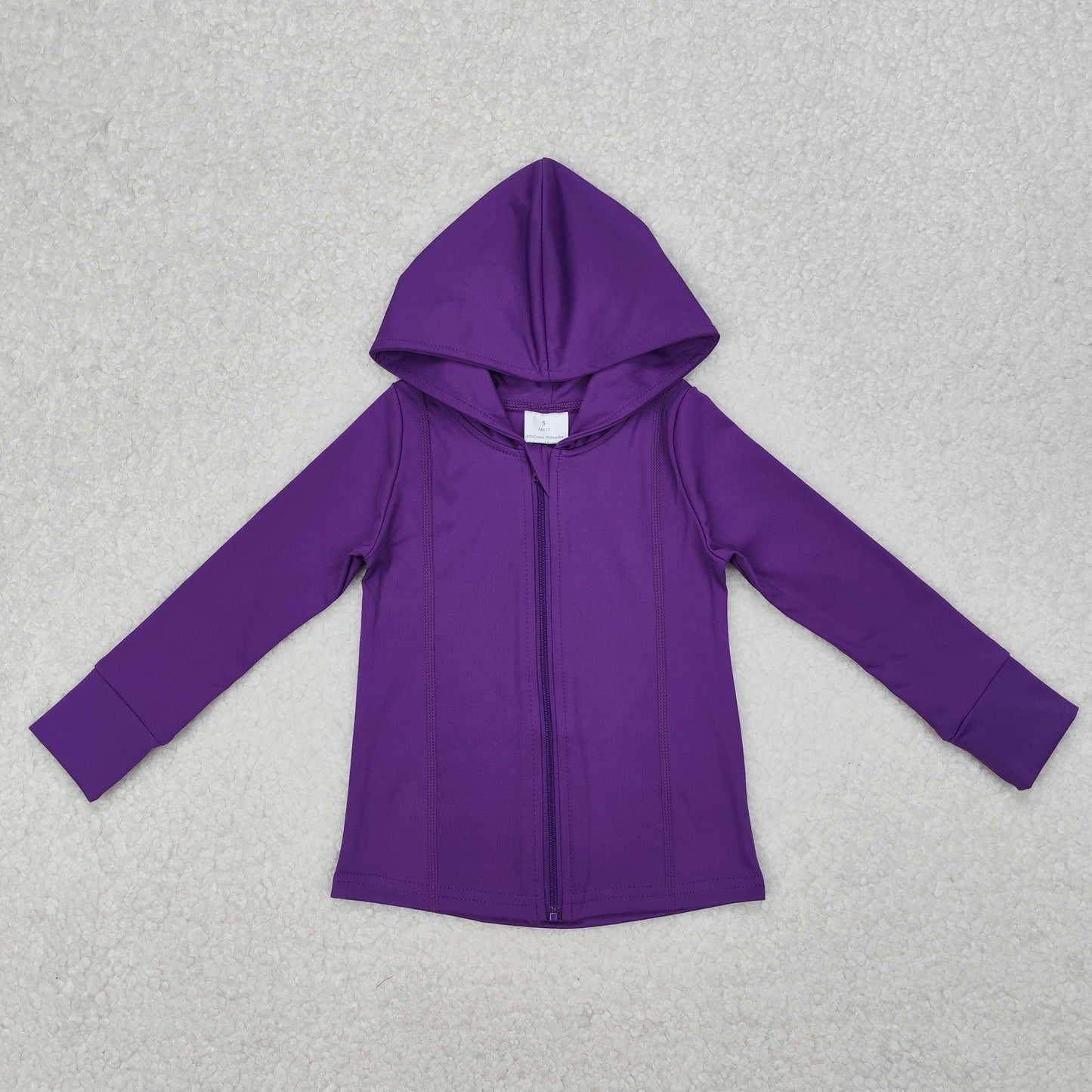 Baby Girl Long Sleeves Purple Hoodie Yoga Sports Zipper Jacket Tops RTS