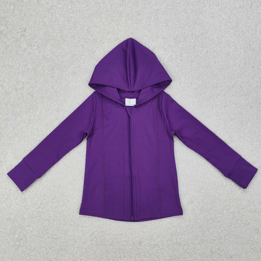 Baby Girl Long Sleeves Purple Hoodie Yoga Sports Zipper Jacket Tops RTS