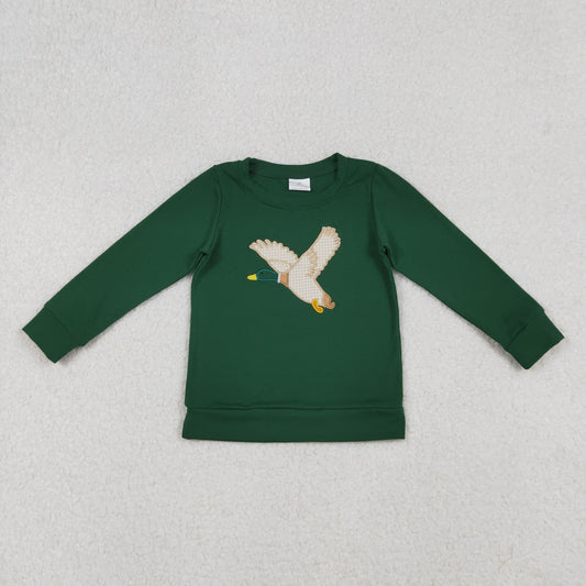 Baby Boy Long Sleeves Embroidery Duck Green Shirt Tops RTS