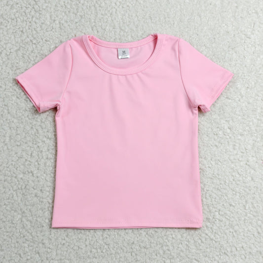 Baby Girls Kids Short Sleeves Pink Shirt Yoga Active Tops Clothes RTS
