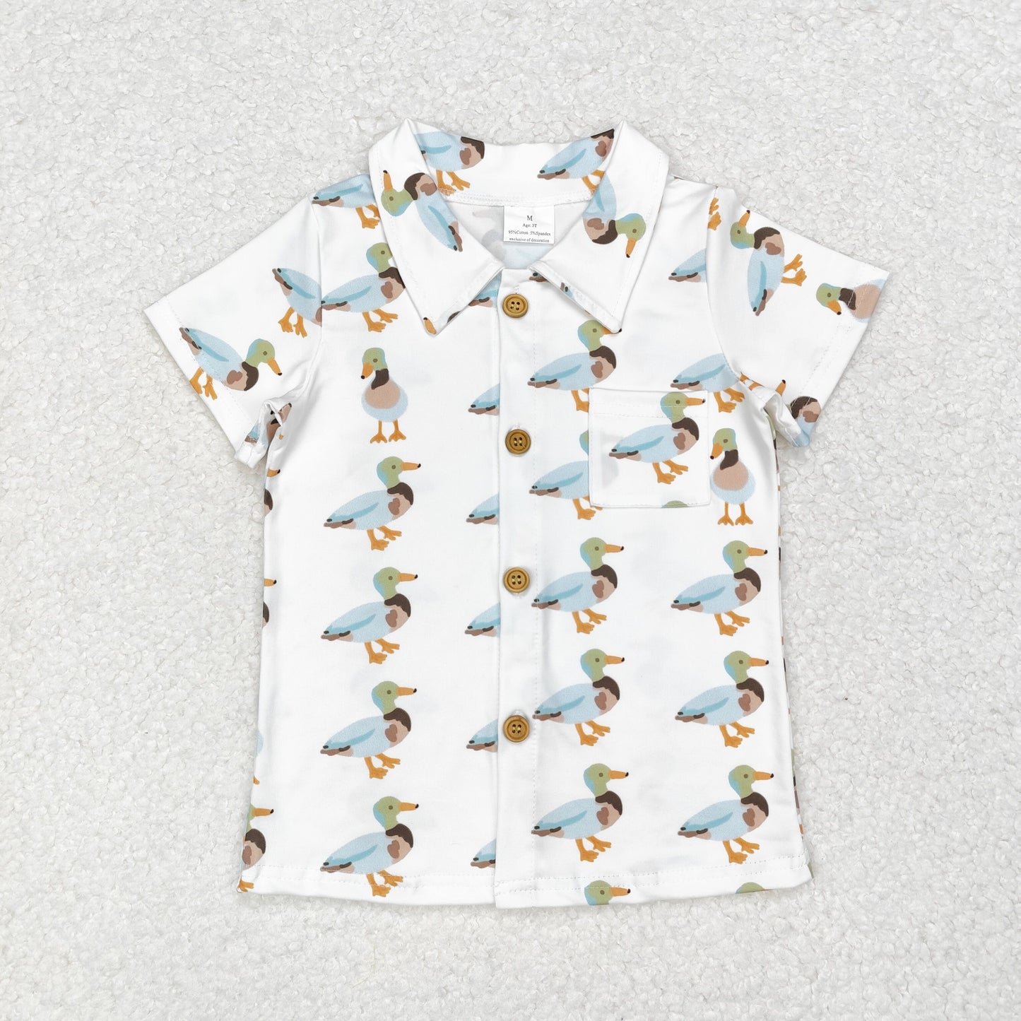 Baby Boy Short Sleeves Duck Buttons Tee Shirt Tops