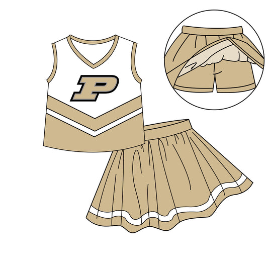 ( Moq 5 ) Baby Girl Sleeveless P Tops Shorts Skirt Skort Cheer Team Set 7.10