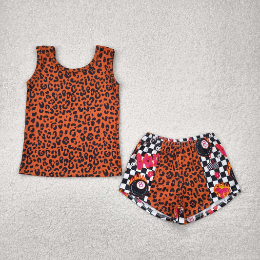 Baby Girl Sleeveless Leopard Shirt Checked Shorts Set RTS