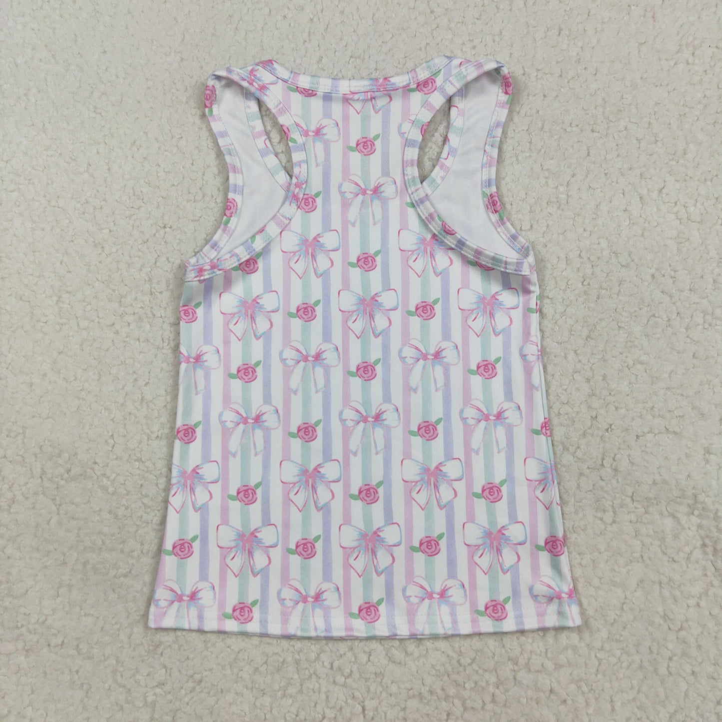 Baby Girl Sleeveless Bows Flower Stripes Yoga Active Shirt Tops RTS