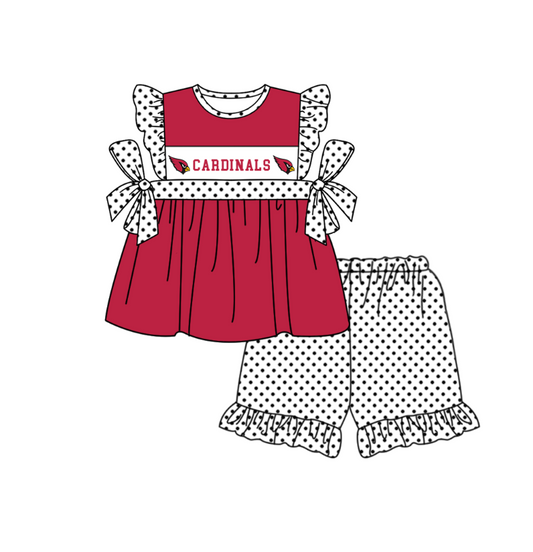 ( Moq 5 ) Baby Girls Toddler Red Short Sleeves Tunic Dots Shorts Team Set