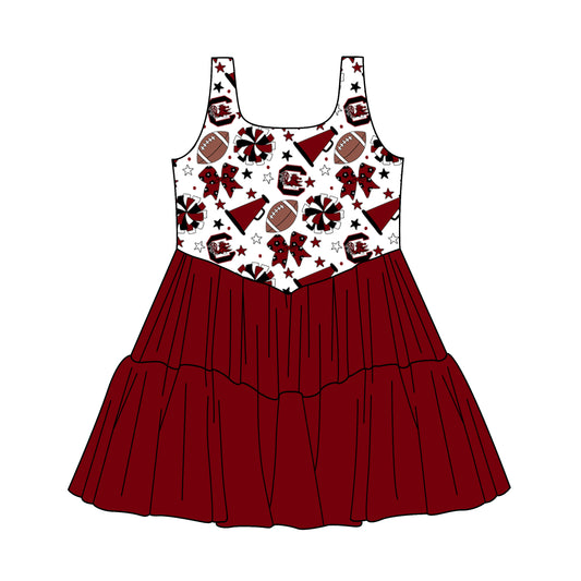 ( Moq 5 ) Baby Girls Toddler Chicken Bows Cheer Football Ruffle Dress Team Clothes