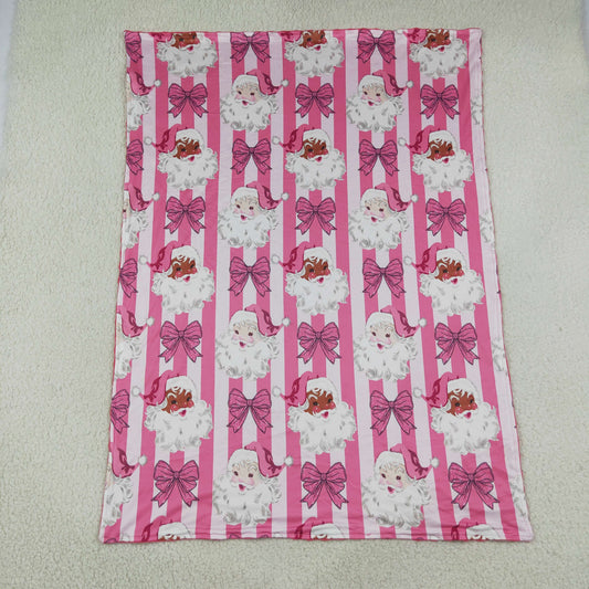 Baby Girls Kids Christmas Santa Bows Pink Stripes Blanket RTS