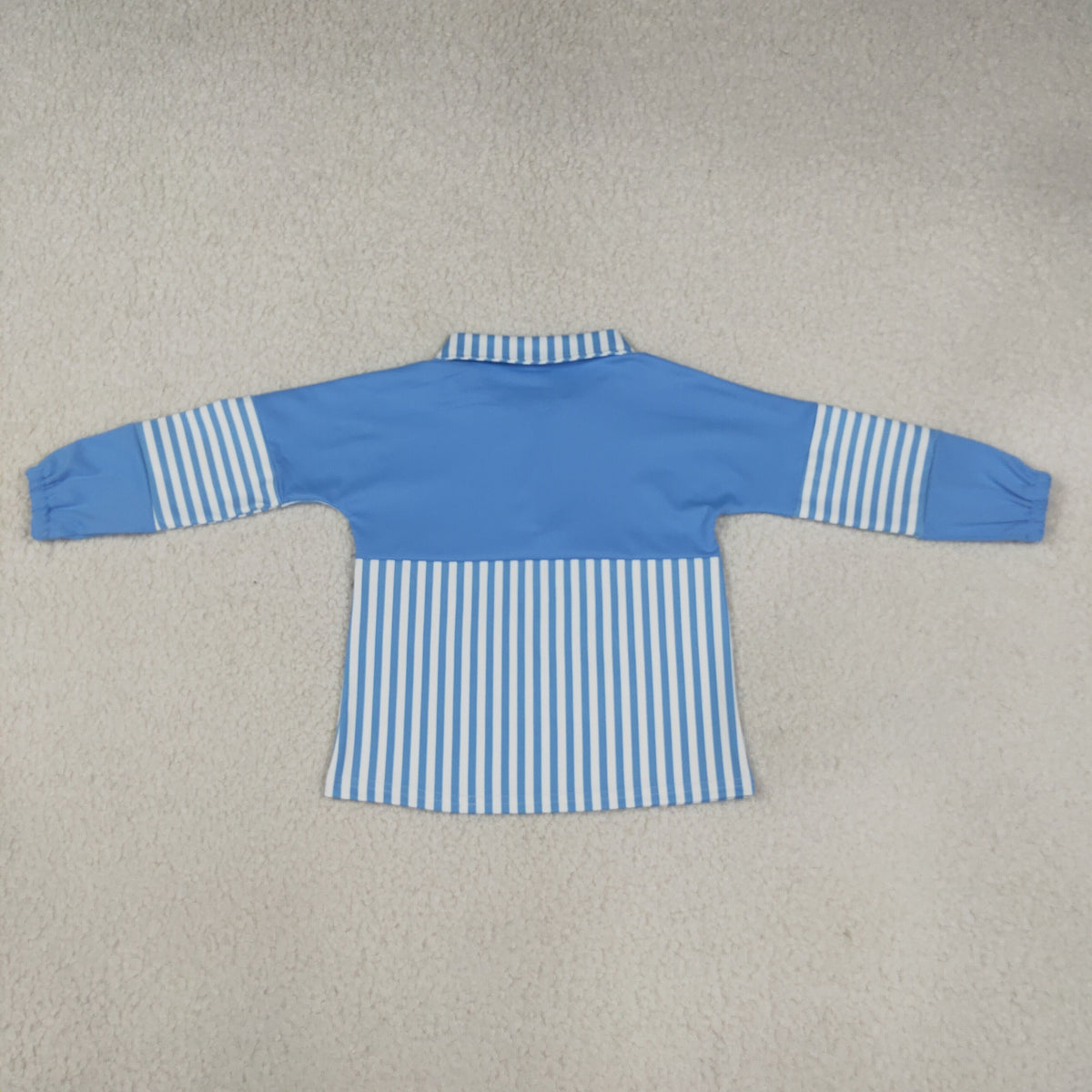 Baby Girls Kids Long Sleeves Blue Stripes Zipper Pullover Yoga Active Shirt RTS