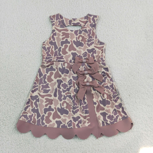 Baby Girls Kids Sleeveless Camo Bows Shorts Scallop Dress Yoga Active Clothes RTS