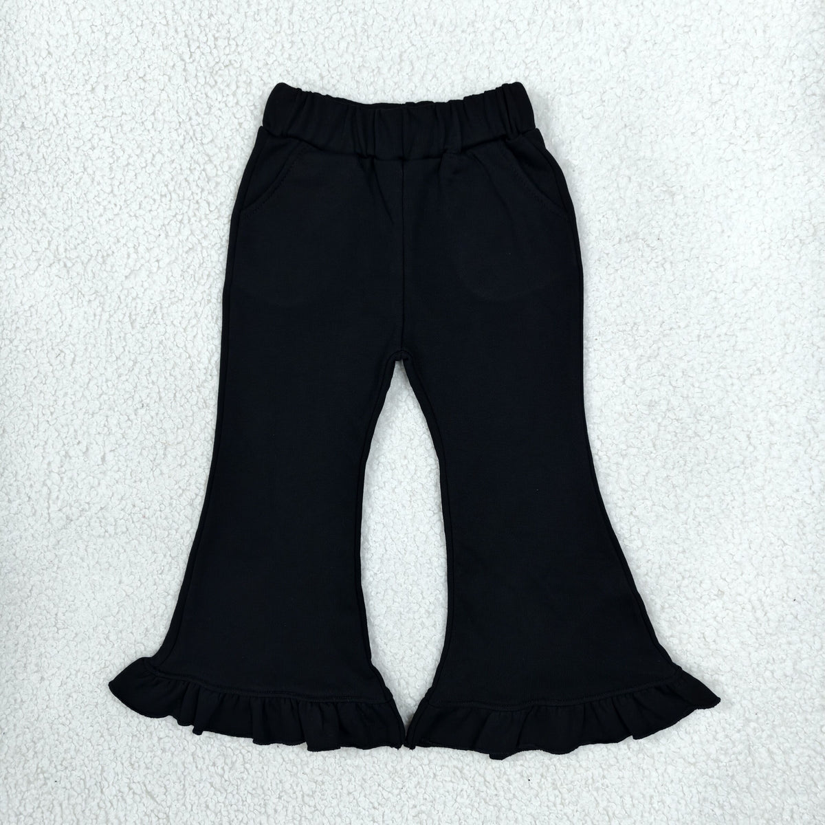 Baby Girls Kids Pockets Ruffle Cotton Pants Bottoms Black Clothes RTS
