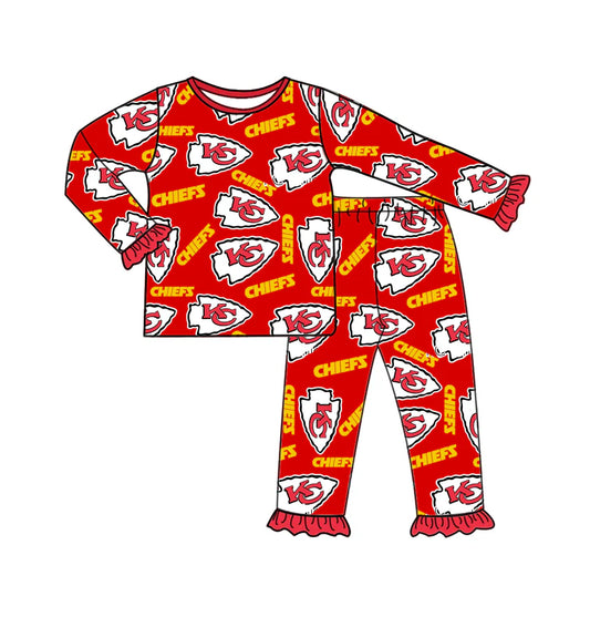 Baby Girl Long Sleeves Team KC Shirt Pants Pajamas Clothes Set ( Moq 5 )