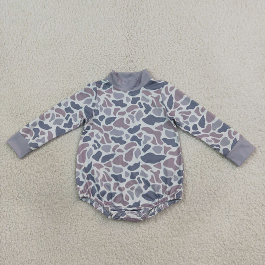 Baby Boys Infant Long Sleeves Grey Camo Bubble Romper Clothes RTS