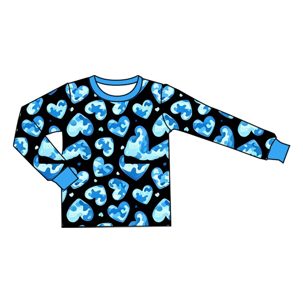 ( Moq 5 ) Preorder Baby Boys Kids Long Sleeves Camo Hearts Valentine Pullover Shirt Tops Clothes