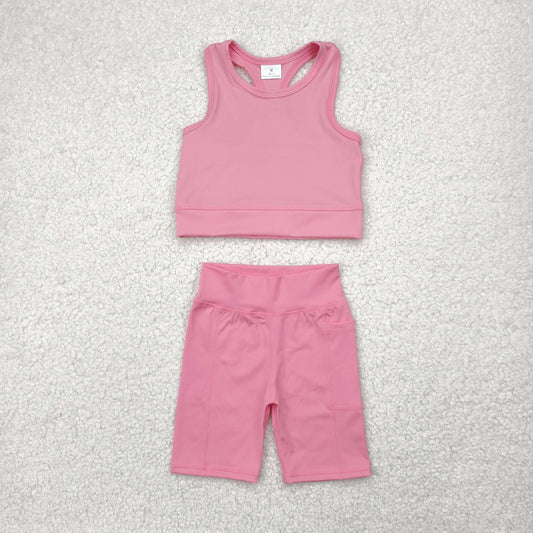 Baby Girl Pink Athletic Active Wear Top Shorts Clothes Set RTS