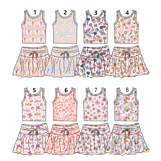 ( Moq 5 Each Style ) Sibling Baby Girls Toddler Sleeveless Tops Shorts Skirts Summer Clothes Sets