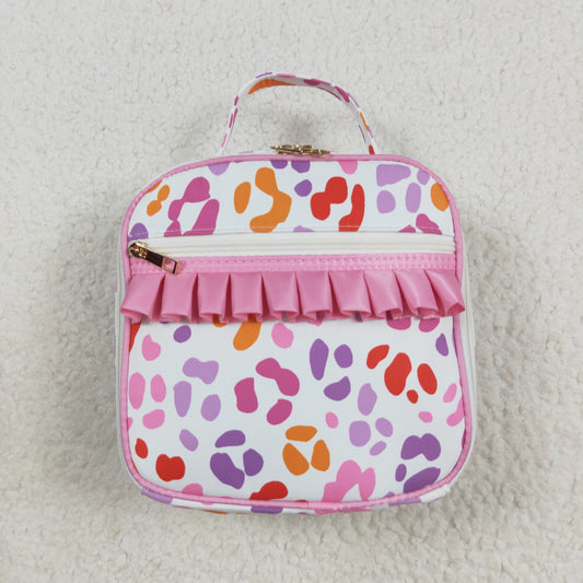 Baby Girl Kids Colorful Leopard Ruffle Lunch Box Picnic Thermal Bag RTS