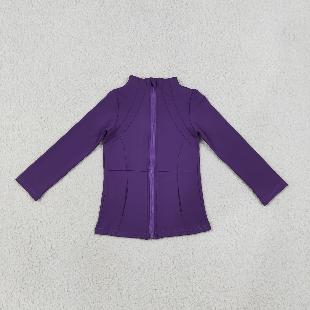 Baby Girls Kids Long Sleeves Purple Pockets Yoga Active Zipper Tops RTS
