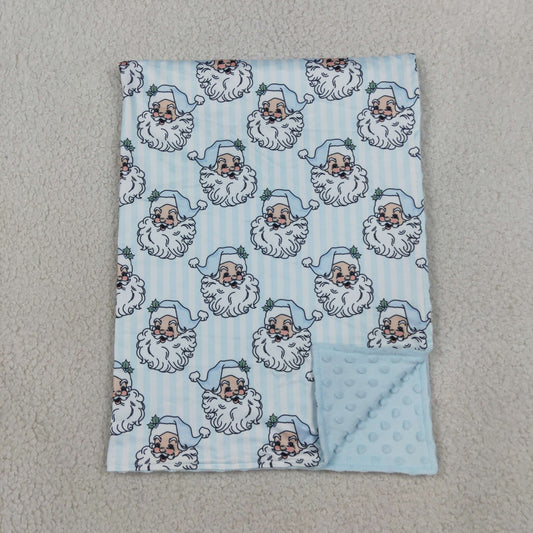 Baby Children Kids Christmas Santa Blue Stripes Blanket RTS