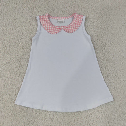 Baby Girls Kids Sleeveless Pink Plaid Tops Clothes RTS