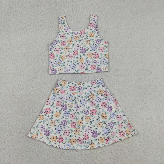 Baby Girls Kids Flower Tops Skirt Shorts Yoga Summer Set RTS