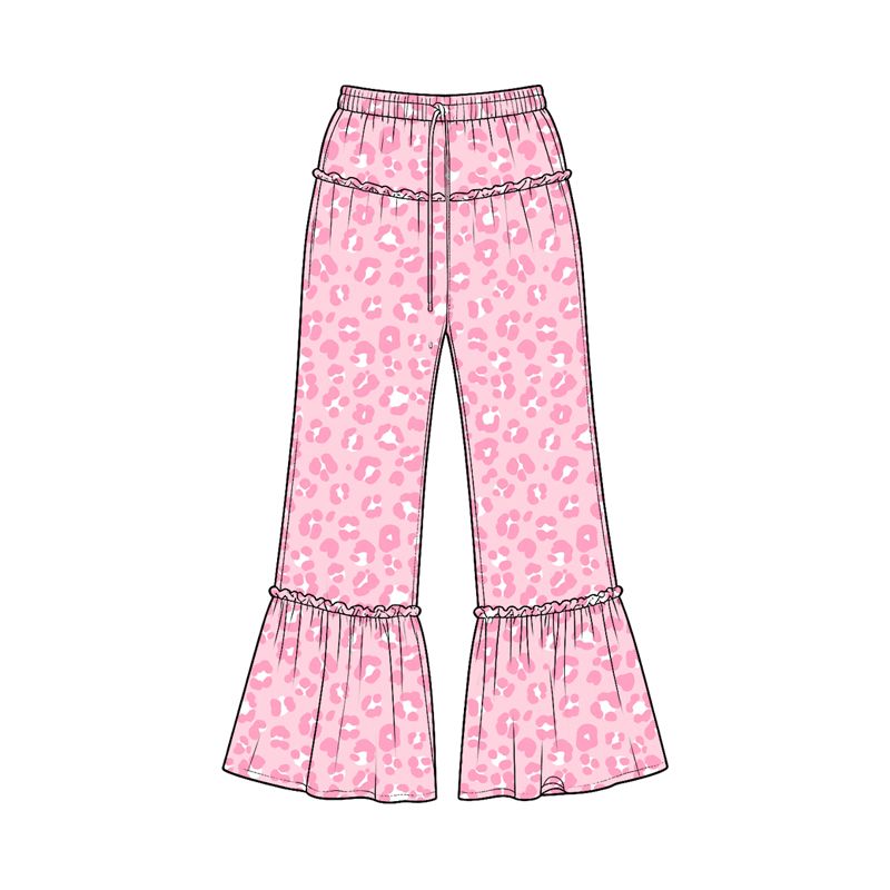 ( Moq 5 ) Baby Girls Toddler Leopard Ruffle Pants Bottoms Pink Clothes