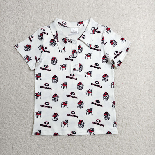 Baby Boys Kids Short Sleeves Dogs Buttons Shirt Team Tops RTS
