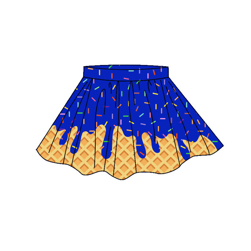 ( Moq 5 ) Preorder Baby Girls Kids Blue Sprinkles Drips Skirt Shorts Yoga Active Bottom Clothes