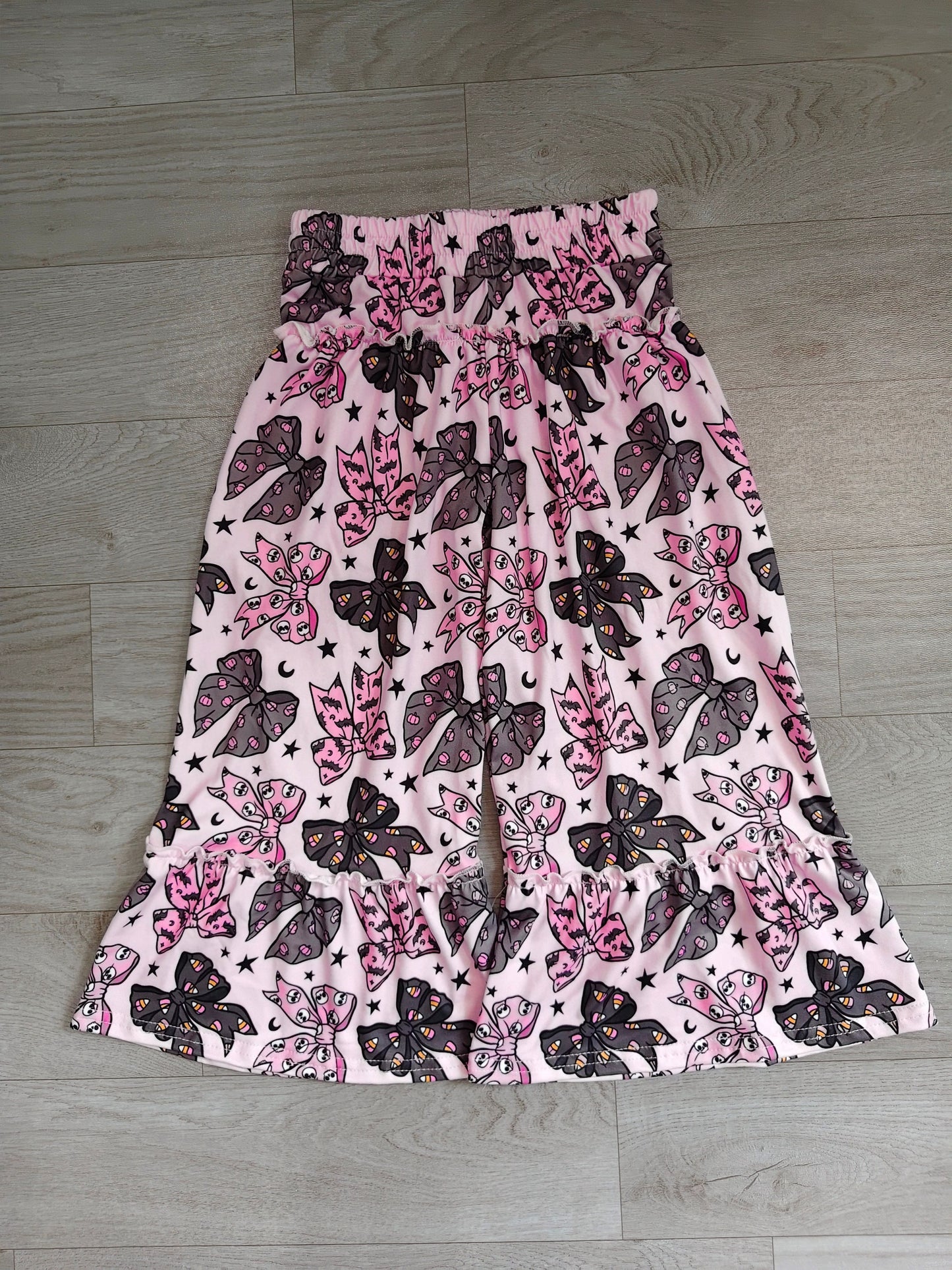 ( No moq ) Baby Girls Kids Bows Ruffle Pants Bottoms Halloween Clothes